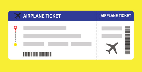 Vector illustration of a blank airplane boarding pass template with a QR code. Business travel, passengers, vacation, travel.