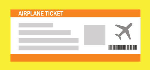 Vector illustration of a blank airplane boarding pass template with a QR code. Business travel, passengers, vacation, travel.