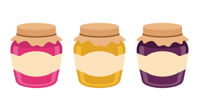 Three Jars of Preserves with Blank Labels jelly fruit