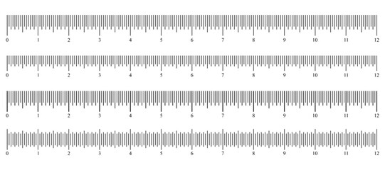 Measurement scale markup with inch size for rulers or Size indicators measuring tool vector illustration