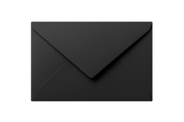 Black envelope with closed flap on transparent background