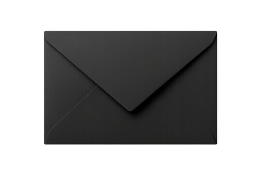 Black envelope with closed flap on transparent background