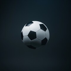 Naklejka premium A classic black and white soccer ball with hexagonal panels is centrally positioned against a dark, subtly textured background with soft, directional lighting Keywords: soccer ball, football