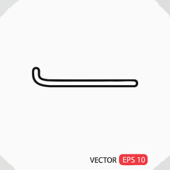 A long, curved line, slightly bent at one end, on a white background