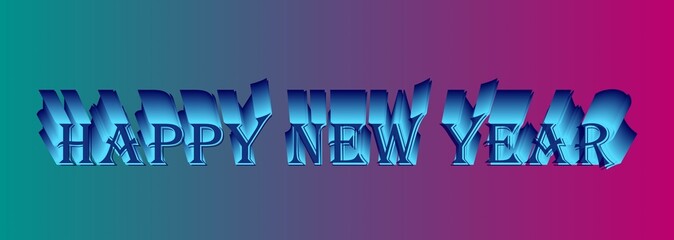 Happy New Year Blue 3D Typography Gradient Background