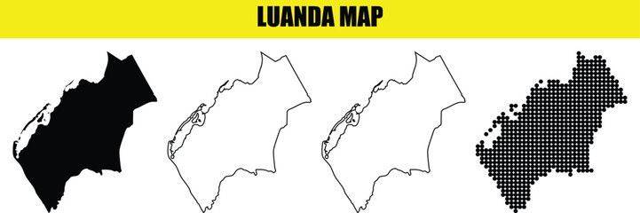 luanda map outline filled silhouette dotted illustration isolated on transparent background for design