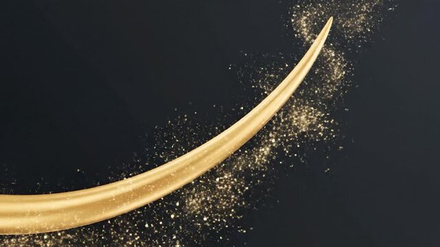 Elegant Golden Curved Line on Dark Background.