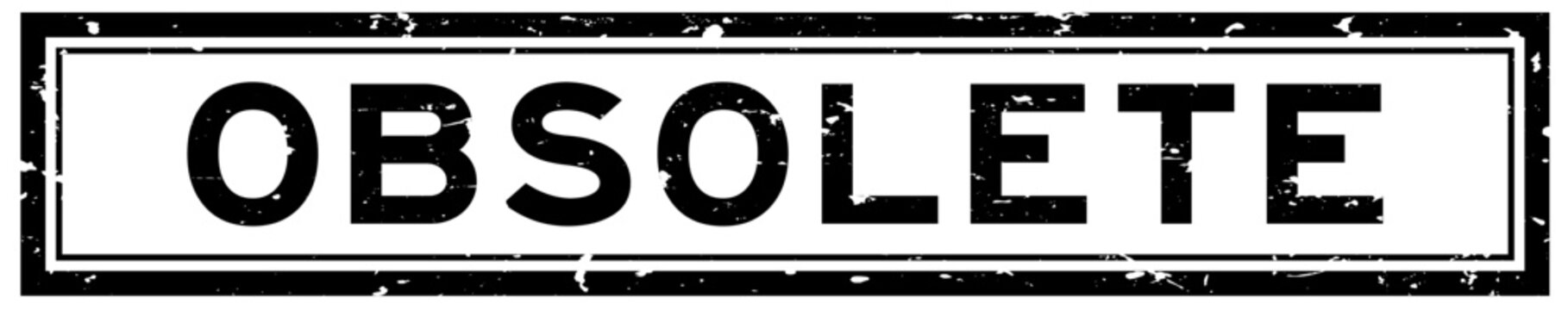 Grunge black obsolete word square rubber seal stamp on white background