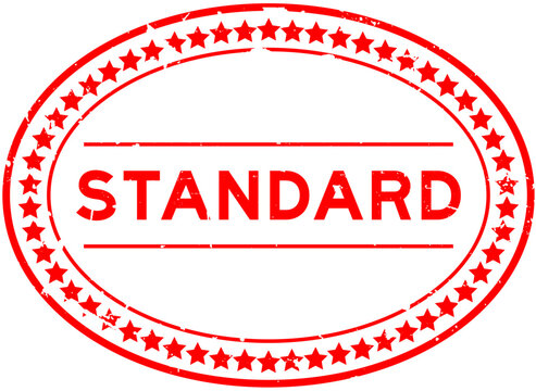 Grunge red standard word oval rubber seal stamp on white background