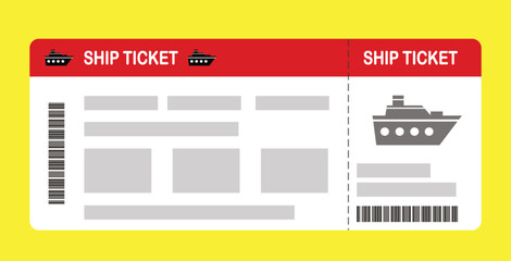 Vector illustration of a blank ship boarding pass template with QR code. Business travel, passengers, vacation, travel.