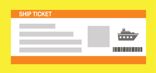 Vector illustration of a blank ship boarding pass template with QR code. Business travel, passengers, vacation, travel.