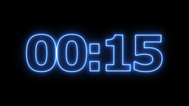 glowing neon 20 seconds timer countdown animation, countdown timer 5 seconds animation from 20s to 0s countdown 20 seconds countdown timer animation on transparent background