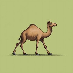 Cute hand drawn cartoon camel walking illustration