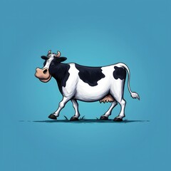 Cute hand drawn cartoon cow walking illustration