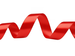 Vibrant red ribbon in sine wave isolated on transparent background