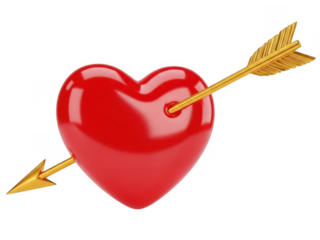 Heart pierced by arrow isolated on transparent background