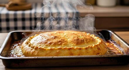 Hamsili Pilav in Its Baking Tray, Freshly Baked and Bubbling, Rustic Charm
