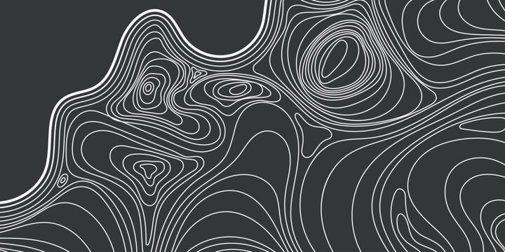 Abstract topographic contour white lines on grey background. Geographic abstract flat pattern. Simple cartography texture. Vector illustration eps10