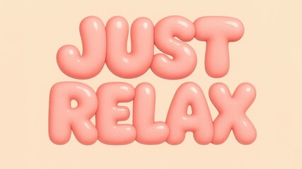 Colorful text saying 'Just Relax' in a playful, rounded font on a soft pastel background. The design conveys a sense of calm and leisure.