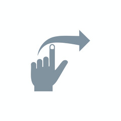 Obraz premium A hand gesture pushing up a curved arrow, pointing right