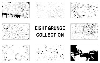 Fototapeta premium Set of Black and white grunge. Distress overlay texture. Surface dust and rough dirty wall background concep