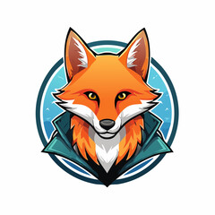 Fototapeta premium Fox mascot illustration with green circular background for branding and logo design 