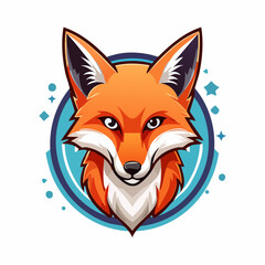 Obraz premium Fox mascot illustration with blue circular background for modern logo design 