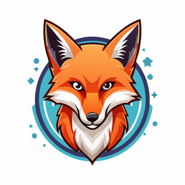Fox mascot illustration with blue circular background for modern logo design
