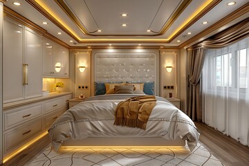 Elegant Luxury Bedroom Interior Design Warm Light