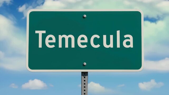 Temecula city road sign with blue sky and clouds