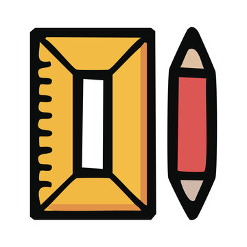 vector illustration of a pencil and ruller