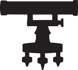 Black silhouette of a telescope on a tripod white