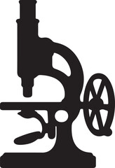 Black silhouette of a microscope on white background