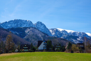 Obraz premium Traditional mountain houses in Zakopane. High Tatra Mountains, Poland