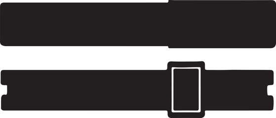 Black leather belt with silver buckle outline