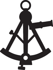 Black silhouette of a navigational compass tool drafting