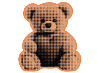 Fototapeta premium Cute teddy bear with orange outline on white background