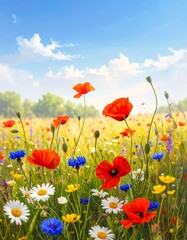 Naklejka premium Wildblumenwiese voller Farben