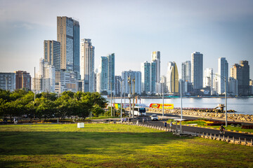 Fototapeta premium modern part of cartagena, cartagena las indias, skyline, skyscrapers, towers, colombia, south america, latin america