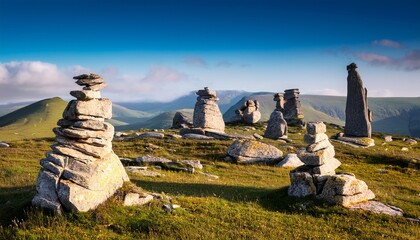 unique stone structures at a remote mountain plateau
