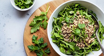Invigorating Quinoa and Herb Salad With Fresh Greens in a Natural Setting