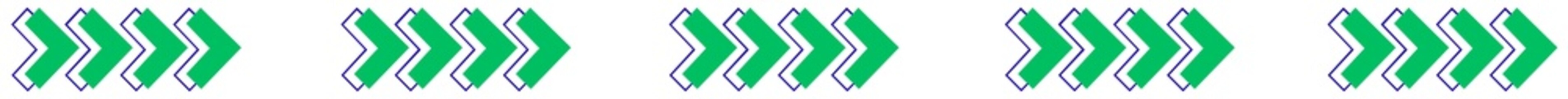 Horizontal reflective green arrows strip. abstract geometric chevron pattern design featuring repeated green arrow-like shapes with a blue outline. 