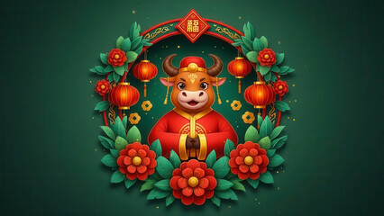 Fototapeta premium Celebrating chinese new year with ox symbol