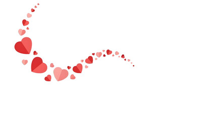Floating red hearts isolated on transparent background