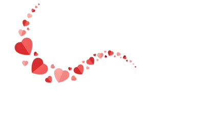 Floating red hearts isolated on transparent background