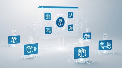 Logistics and supply chain management concept with digital icons