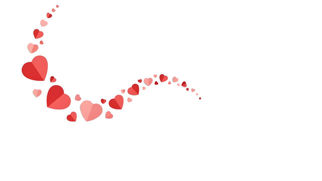 Floating red hearts isolated on transparent background