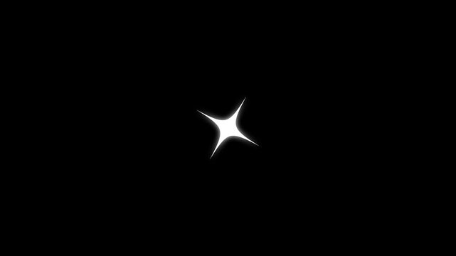 Star twinkling for festive holiday event,stars Shine animation,retro shine movement,white cartoon blinking stars,flat vector doodles,sparkle glitter light effect on black screen background.4k
