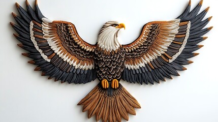 Majestic Textured Eagle Art Sculpture, Wildlife Bird Display