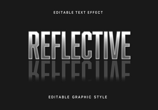 Silver Glossy Reflective Text Effect Mirror Chrome Font